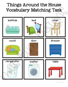 Things Around the House Adapted Vocabulary File Folder | Kindergarten Match