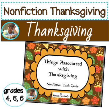 Preview of Thanksgiving Nonfiction Reading Comprehension Task Cards