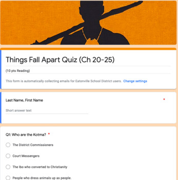 Preview of Things Fall Apart Comprehension Quizzes