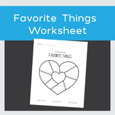 My Favorites Things Worksheet | Teachers Pay Teachers