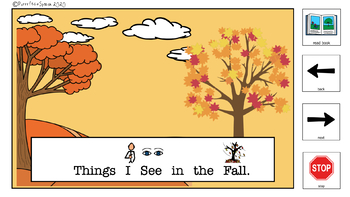 Preview of Things I See in the Fall ; Boardmaker AAC Adapted Book; Distance Learning