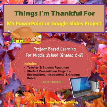 Preview of Things I'm Thankful For- PowerPoint or Google Slides Project | Distance Learning