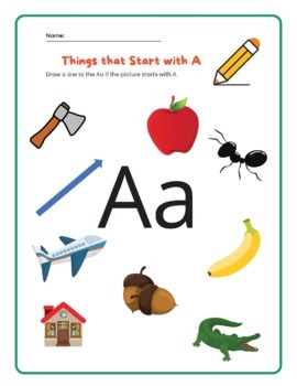 Things That Start With A-Z Worksheets by Tutoring by Monica | TpT