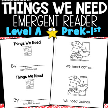 Preview of Things We Need Guided Reading Book for PreK-1st 