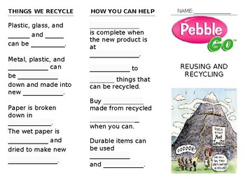 Preview of Things We Recycle PebbleGo Research Brochure