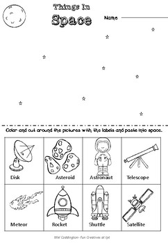 Preview of Things in Space Cut and Paste Activity