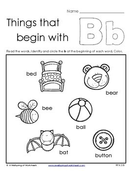 Things that Begin with A-Z Worksheets by A Wellspring of Worksheets