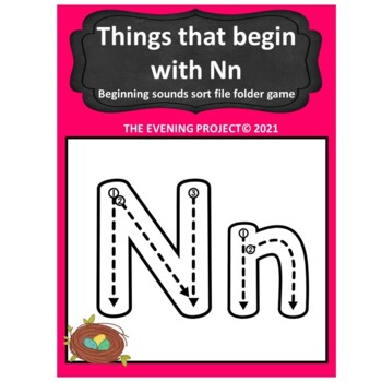 Preview of Things that begin with N n /Beginning sounds sort file folder game