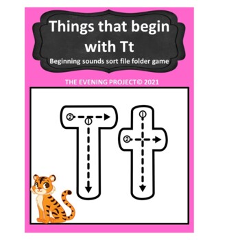Preview of Things that begin with Tt /Beginning sounds sort file folder game