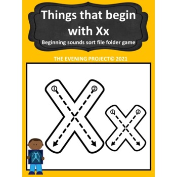 Preview of Things that begin with Xx /Beginning sounds sort file folder game