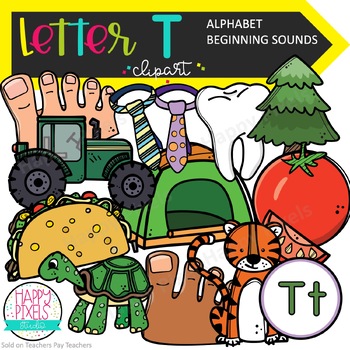 Things that start with a T | Letter T objects clipart | Cute Alphabet ...