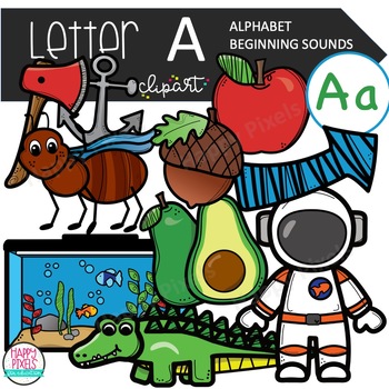 Preview of Things that start with letter a pictures - letter a words clipart