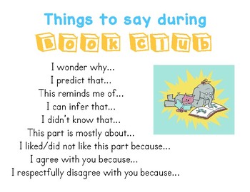 Things to Say During Reading Group/Book Club by onvaughnlane | TPT