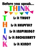 Think Before You Speak- Classroom Printable