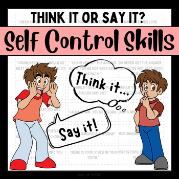 Preview of Think Before You Speak Self Control Activity: Impulse control, OT, Counselling