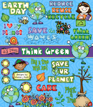 Preview of Think Green - Earth Day Clip Art for Conservation and Environmental Science