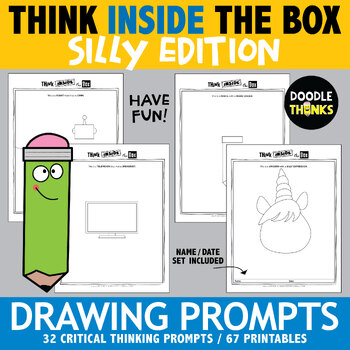 Preview of Think INSIDE the Box SILLY Drawing Prompts | Finish the Drawing | NO PREP