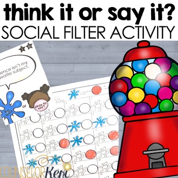 Preview of Think It Say It Social Filter Activity: Social Skills Activity
