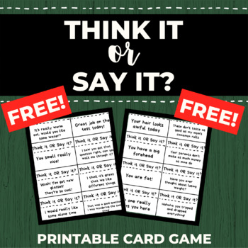 Preview of Think It or Say It Game Cards [FREE]