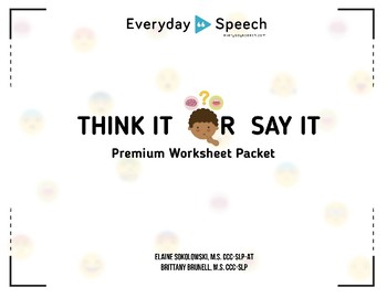 Preview of Think It or Say It Premium Printable Lesson