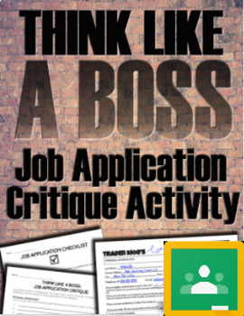 Preview of Think Like a Boss: Job Application Critique Activity (Print/Google)