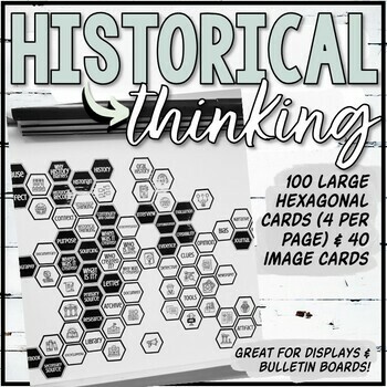 Preview of Historical Thinking Hexagonal Thinking (Large Cards) Display, Bulletin Board