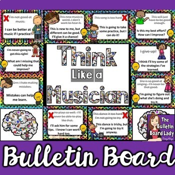 Preview of Growth Mindset Music Bulletin Board -Think Like a Musician