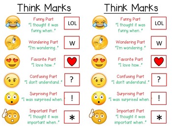 Preview of Think Marks Reference Page (Annotated Reading)