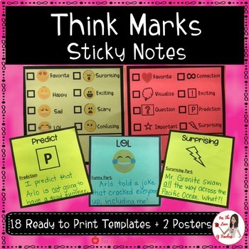 Reading Think Marks Sticky Notes By For The Love Of Teachers Shop
