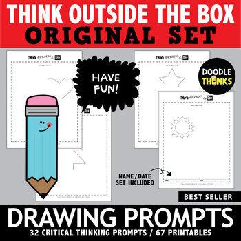Preview of Think OUTSIDE the Box Drawing Prompts ORIGINAL | Doodle Challenges | No Prep