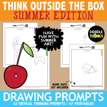 Preview of Think OUTSIDE the Box Drawing Prompts SUMMER | Doodle Challenge | No Prep
