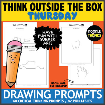 Preview of Think OUTSIDE the Box Drawing Prompts THURSDAY | Doodle Challenge | No Prep