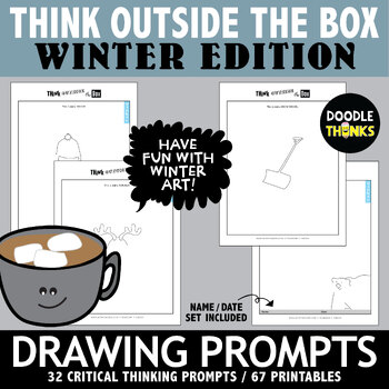 Preview of Think OUTSIDE the Box Drawing Prompts WINTER | Doodle Challenge | No Prep