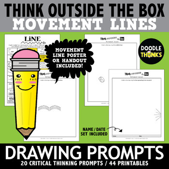 Preview of Think Outside the Box MOVEMENT Lines Drawing Prompts | Critical Thinking