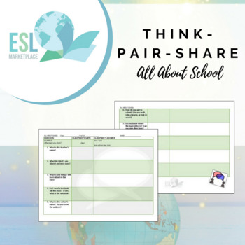Preview of Think-Pair-Share Speaking Activity - All About School