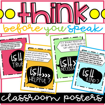 Preview of Think Posters: Think Before You Speak Posters - Colorful