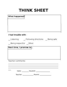 Preview of Think Sheet