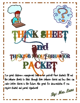 Preview of Think Sheet & Thinking About Behavior Packet!