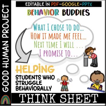 Preview of Think Sheets | Reflect | Restorative Practice | Editable | Behavior Buddies