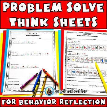 Preview of Behavior Reflection Sheet Think Sheet Student Behavior Documentation Form