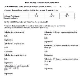 Preview of Think-Tac-Toe Geometric Transformations Assessment
