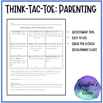 Preview of Think-Tac-Toe: Parenting | Family and Consumer Sciences | FCS 