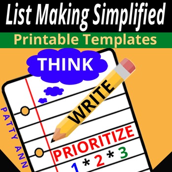 Preview of Classroom Management Think Write Prioritize Student Checklist EDITABLE Template