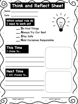 Preview of Think and Reflect Sheet--PBIS Problem Solving