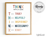 Think before you speak poster, Rules Printable, Motivation