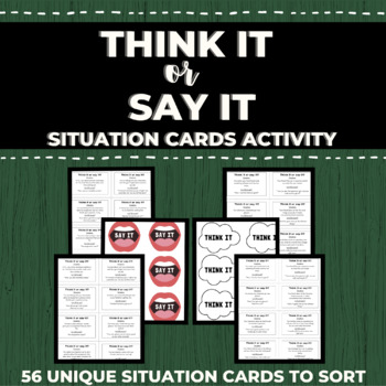 Preview of Think it or Say it? Situation Card Game [SOCIAL FILTER]  