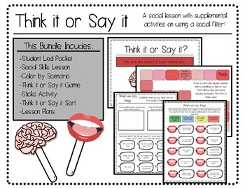 Preview of Think it or Say it Social Lesson