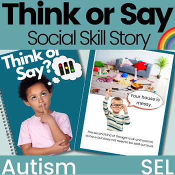 Preview of Think it or Say it Social Story Autism SEL to Teach Social Filter