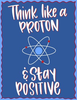 Think like a proton & Stay Positive Classroom Poster by Art By Melle