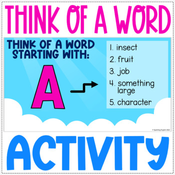 Preview of Think of a Word Game - Fun Friday Activity - Fun After State Testing Activity